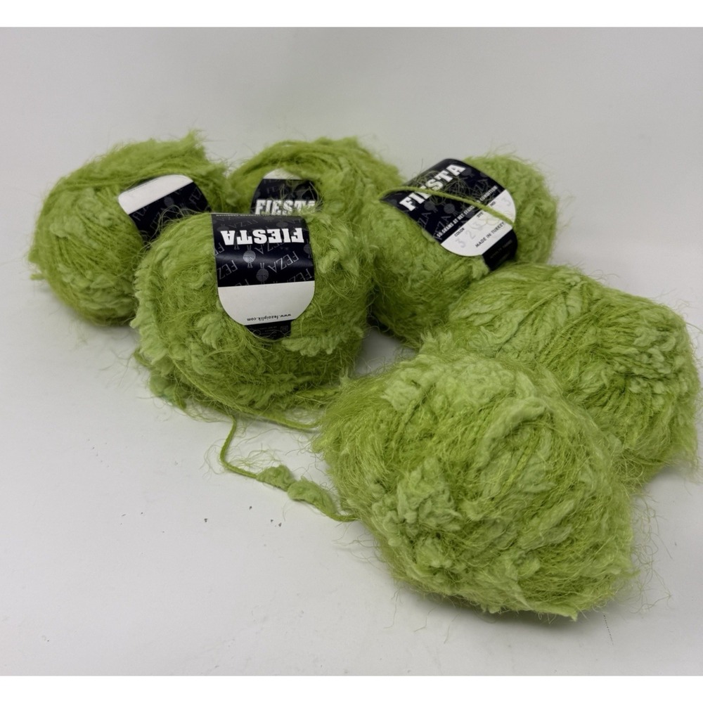 NEW Feza Carnevale Yarn Lot of 6 Lime Green 323 03 Nylon Vintage 50g 100% Nylon